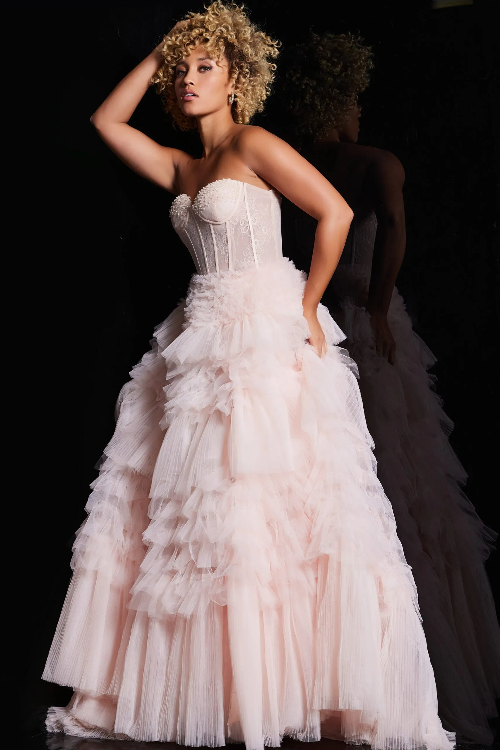 Jovani 38540 Strapless Ruffle Ballgown sold by The Gown Galleria product image thumbnail 3
