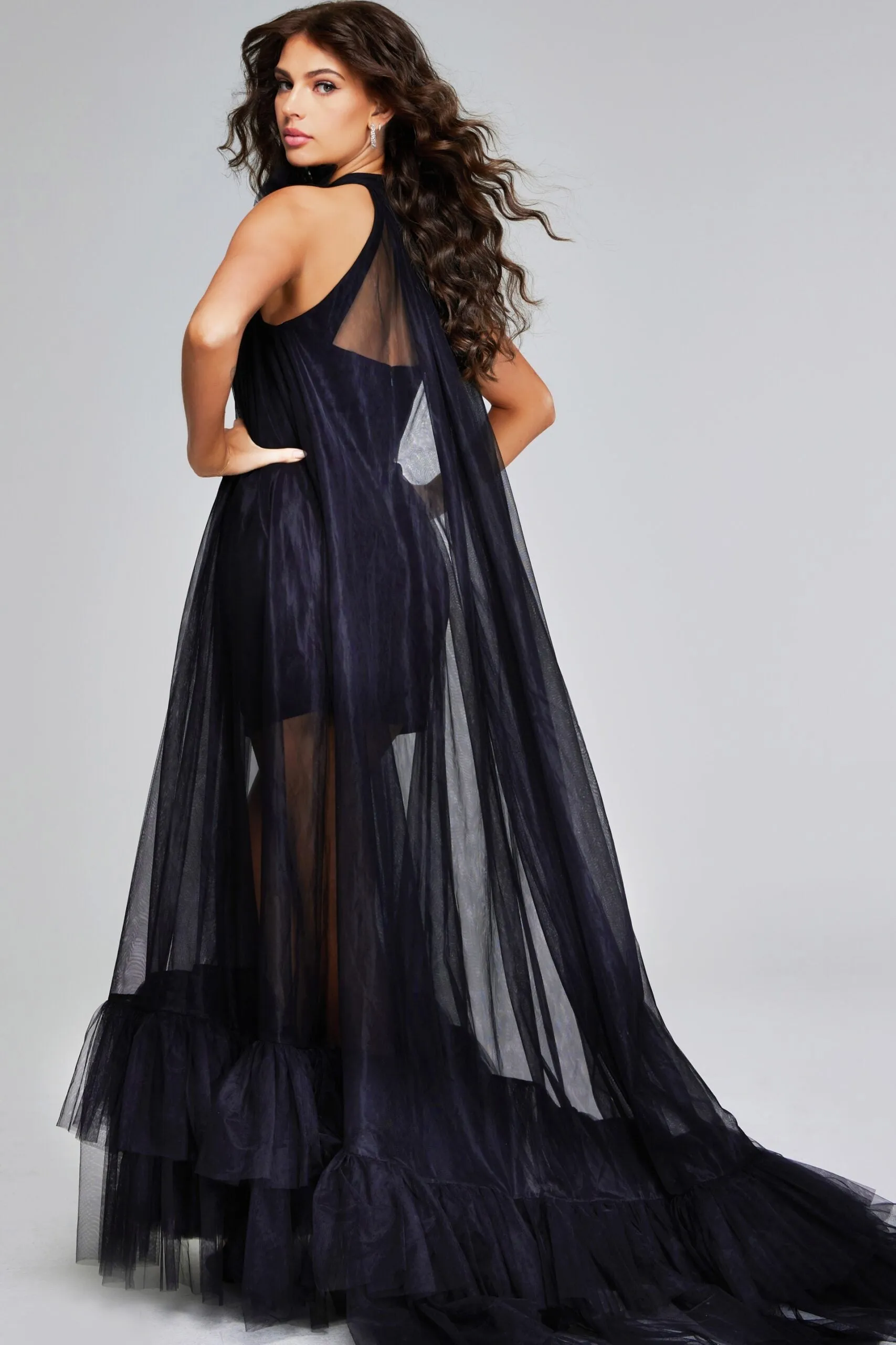 Jovani 38720 Floral Applique Tulle Prom Dress sold by The Gown Galleria product image thumbnail 2