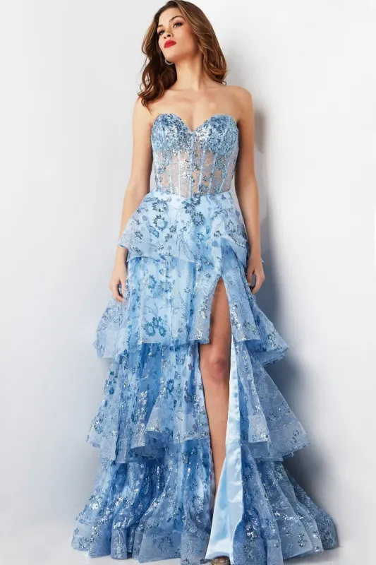 Jovani 38528 Tiered A-Line Prom Gown sold by The Gown Galleria