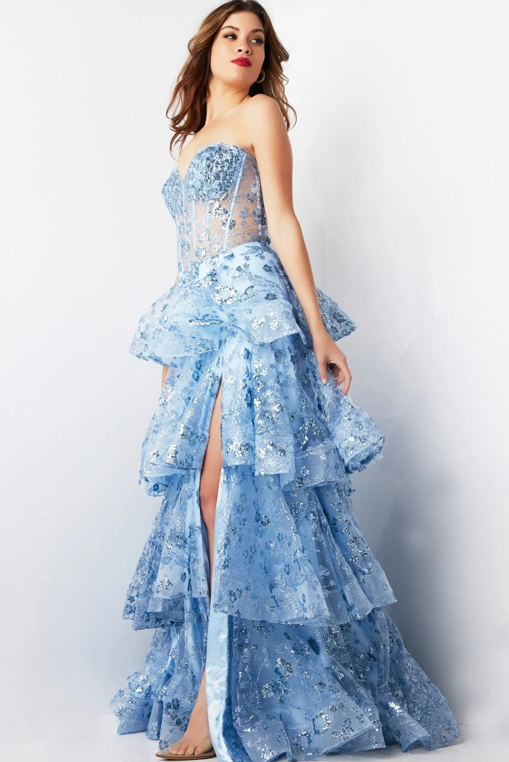 Jovani 38528 Tiered A-Line Prom Gown sold by The Gown Galleria product image thumbnail 4