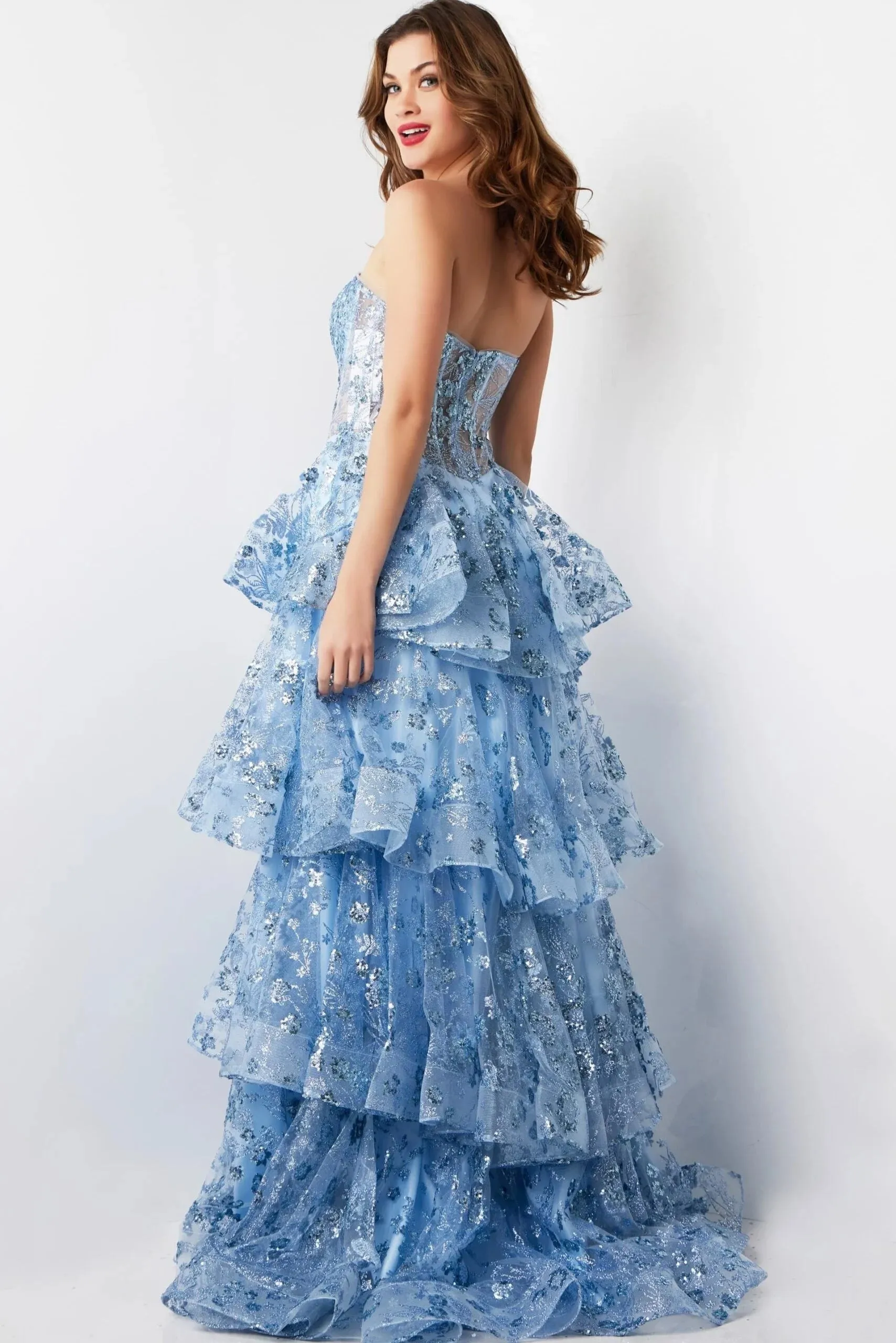 Jovani 38528 Tiered A-Line Prom Gown sold by The Gown Galleria product image thumbnail 2