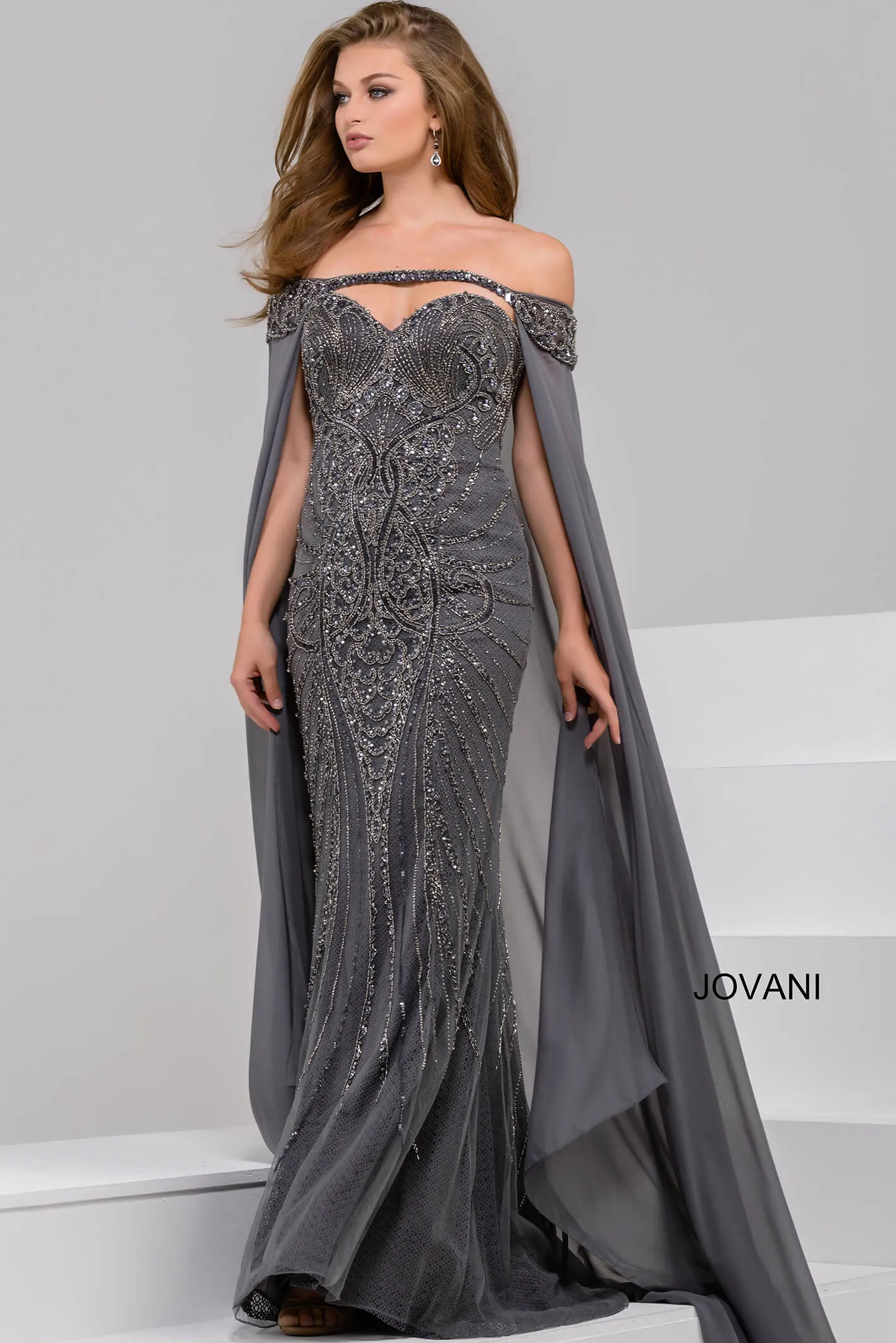Jovani 45566 Off Shoulder Sheath Dress sold by The Gown Galleria product image thumbnail 4