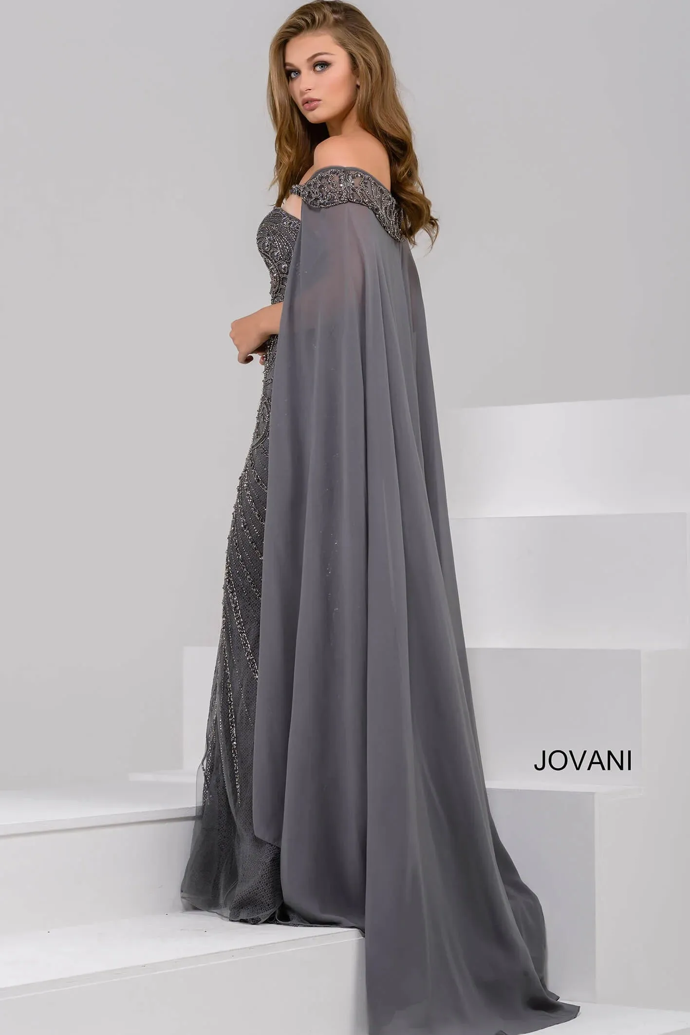 Jovani 45566 Off Shoulder Sheath Dress sold by The Gown Galleria product image thumbnail 5