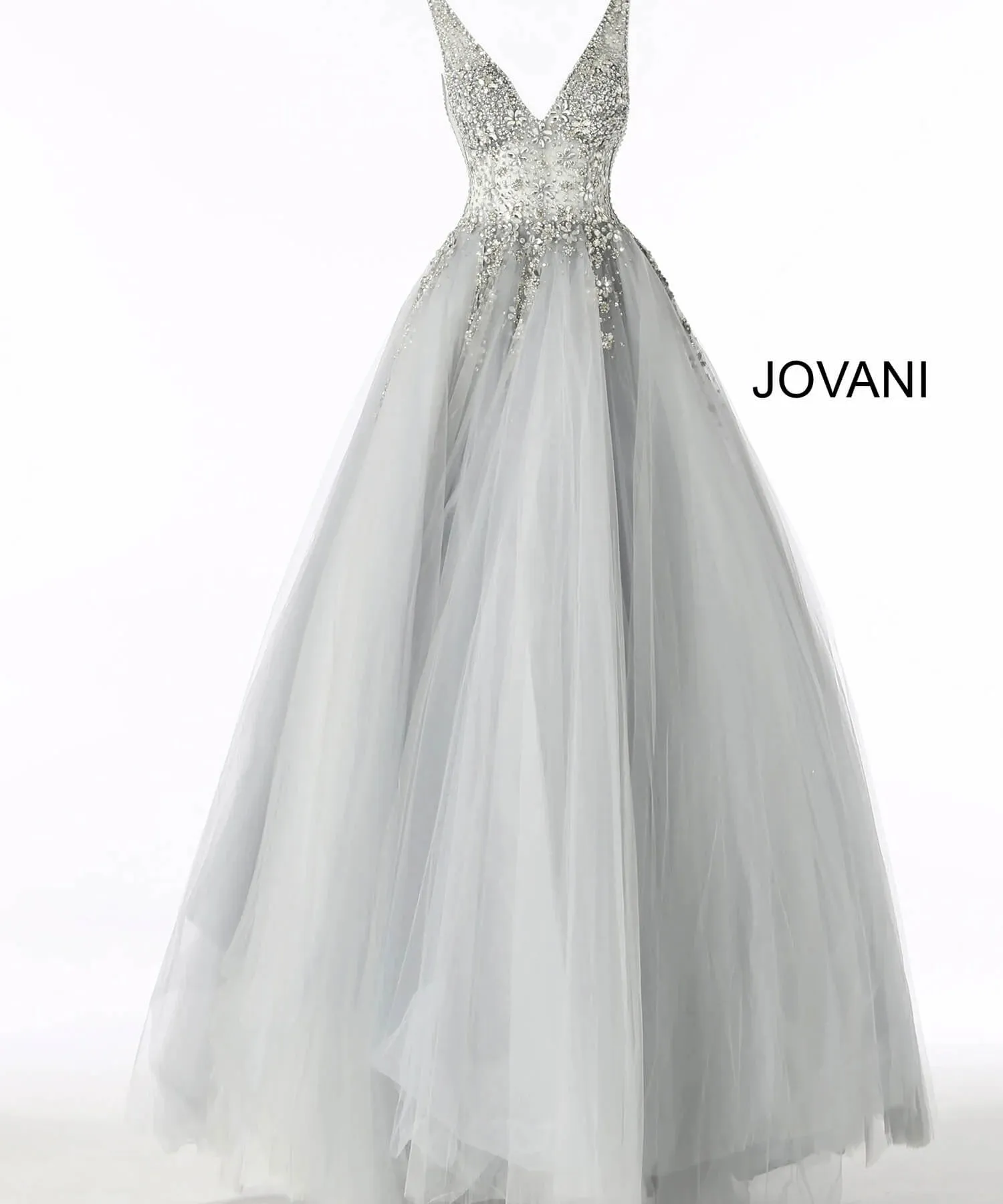 Jovani 65379 Crystal Embellished Plunging V-neck Ballgown sold by The Gown Galleria product image thumbnail 3