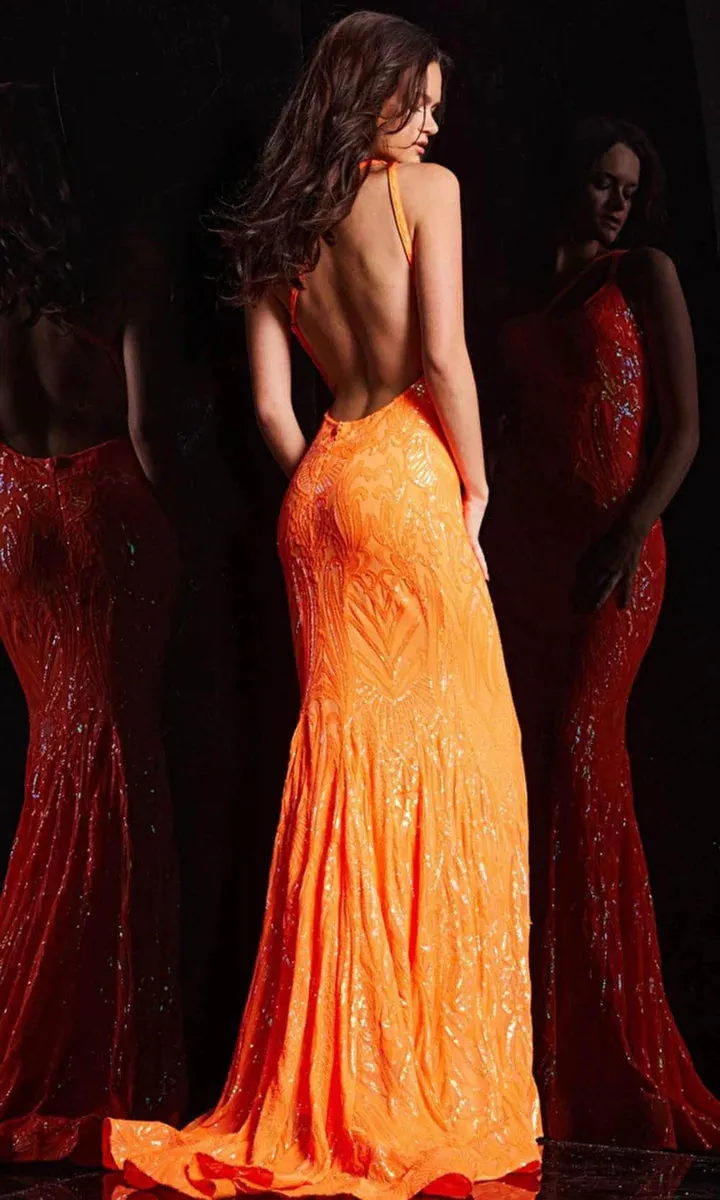 Jovani 23852 Sequined Open Back One Shoulder Gown sold by The Gown Galleria product image thumbnail 5