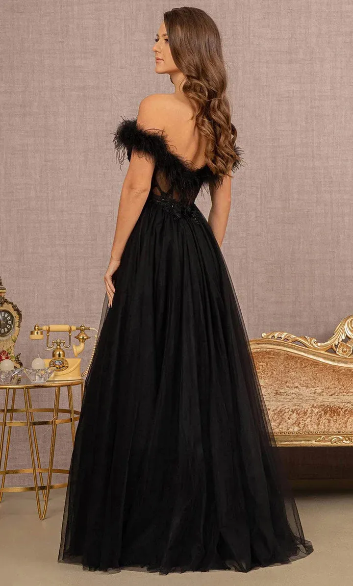 GLS BY GLORIA GL3138 Feathered Off-Shoulder Evening Dress sold by The Gown Galleria product image thumbnail 2