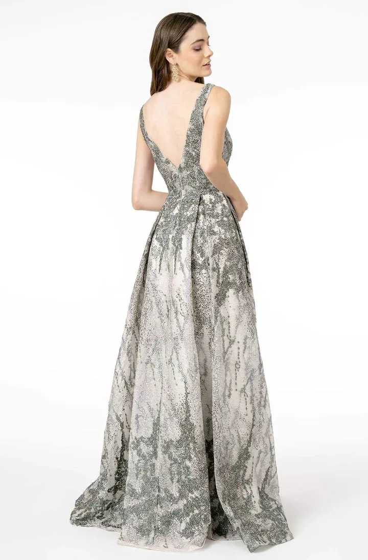 GLS BY GLORIA GL1835 Embellished Deep V-Neck Pleated A-Line Dress sold by The Gown Galleria product image thumbnail 2