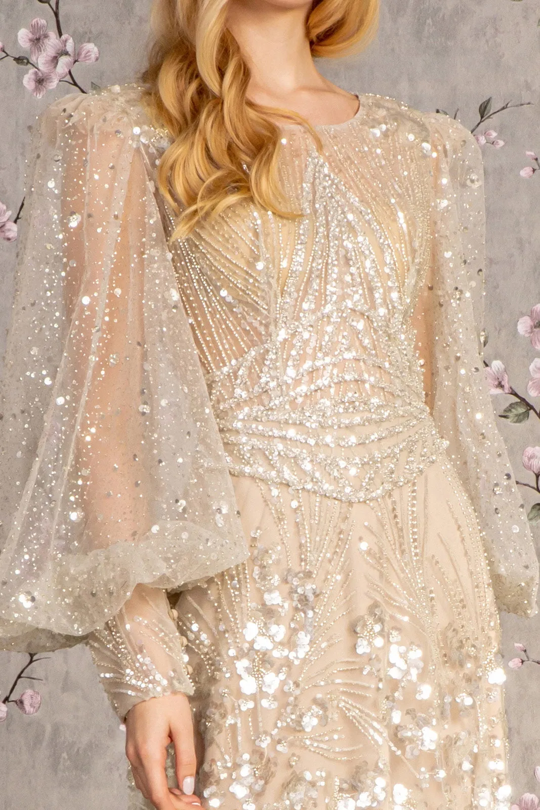 GLS BY GLORIA GL3497 Illusion Puff Sleeves Evening Dress sold by The Gown Galleria product image thumbnail 3