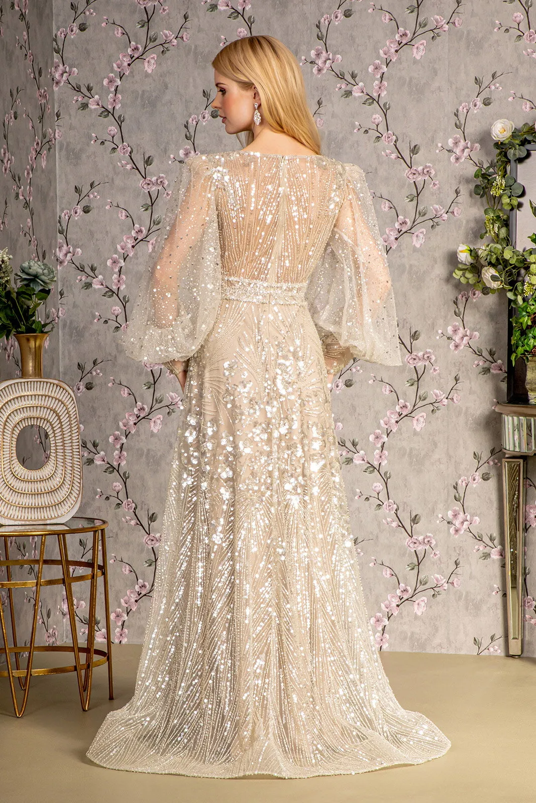 GLS BY GLORIA GL3497 Illusion Puff Sleeves Evening Dress sold by The Gown Galleria product image thumbnail 2