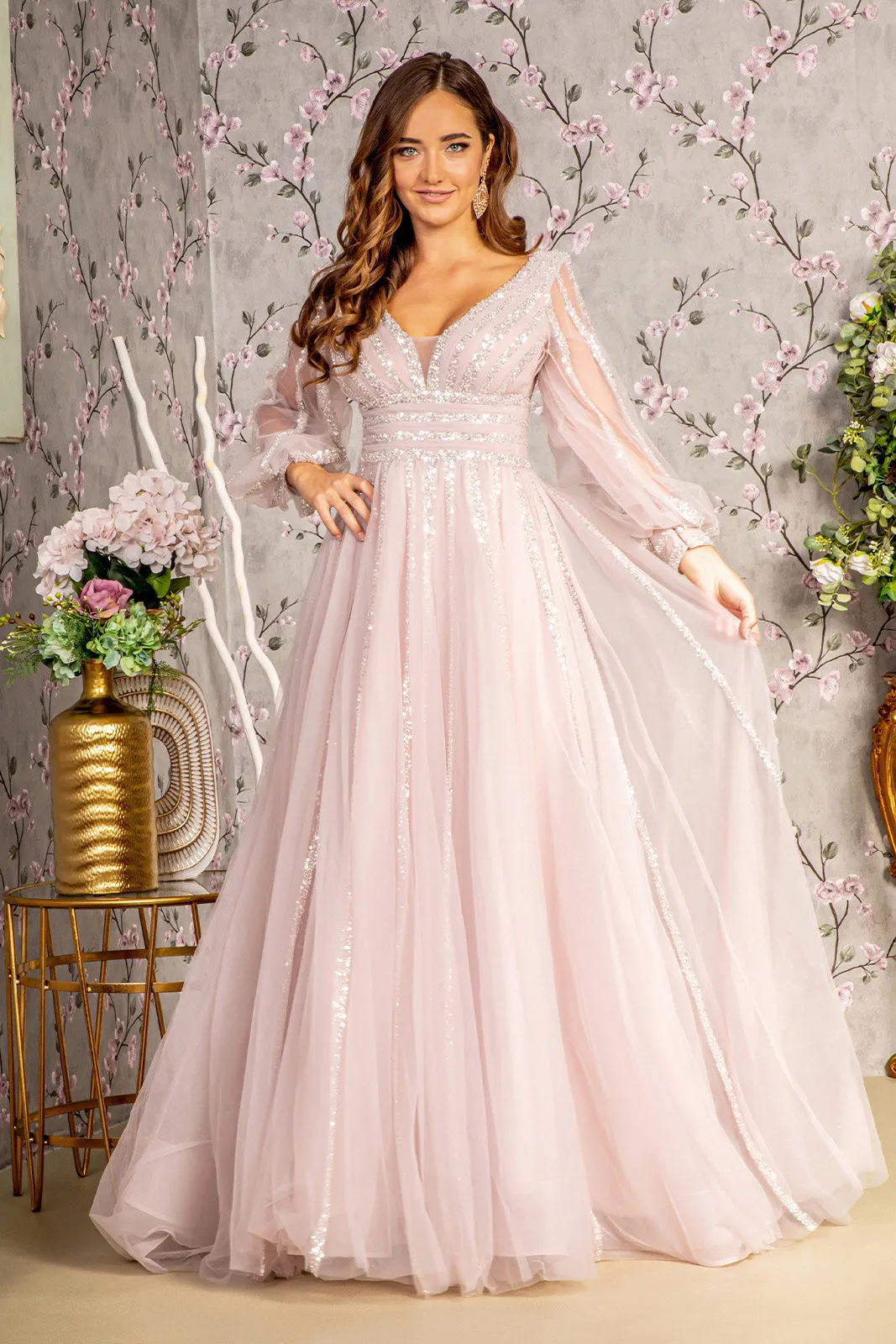 GLS BY GLORIA GL3495 V-Neck Empire Evening Dress sold by The Gown Galleria product image thumbnail 5