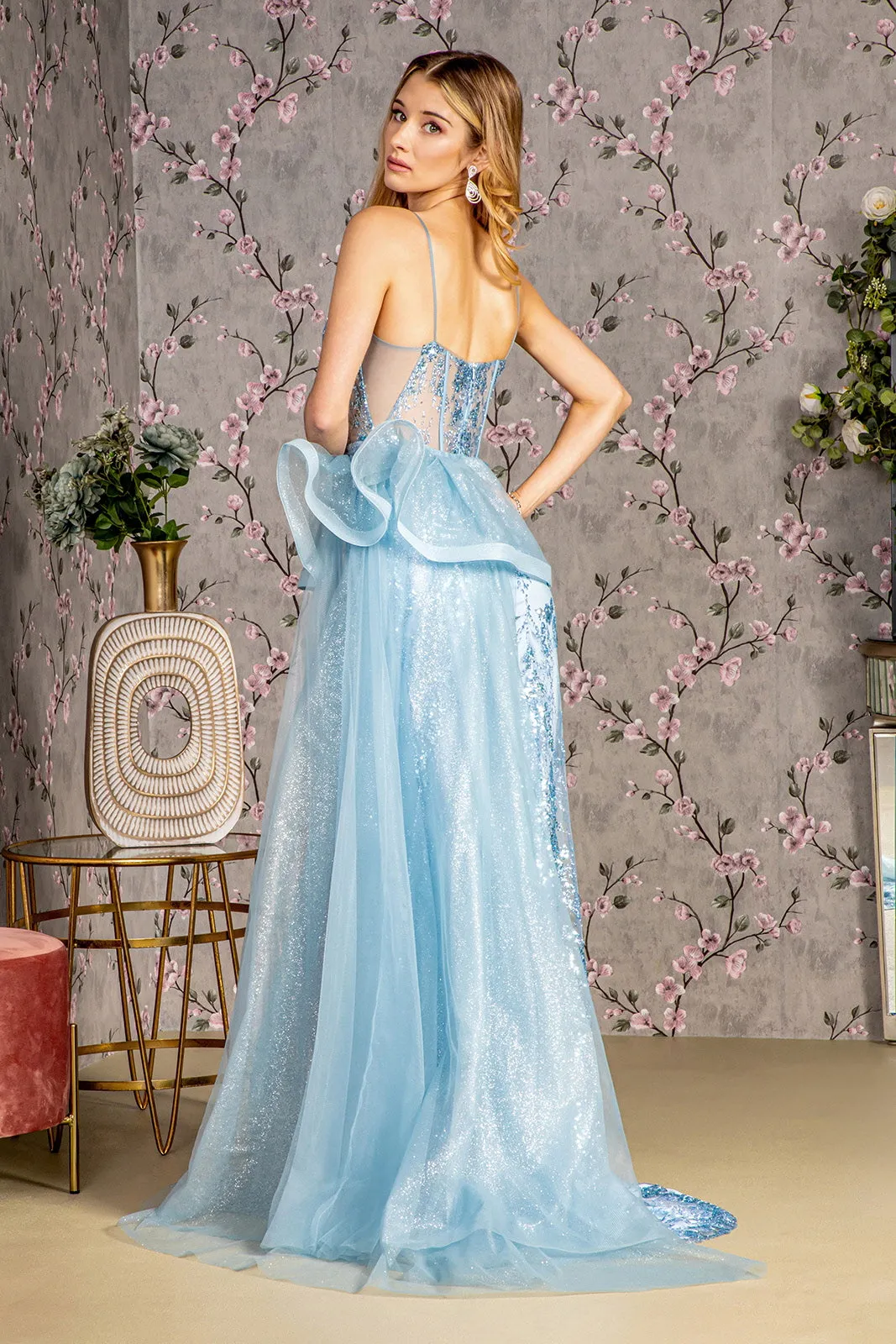 GLS BY GLORIA GL3459 Basque High Slit Evening Dress sold by The Gown Galleria product image thumbnail 5