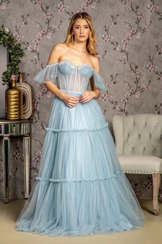 GLS BY GLORIA GL3453 Off-Shoulder Corset Evening Dress sold by The Gown Galleria
