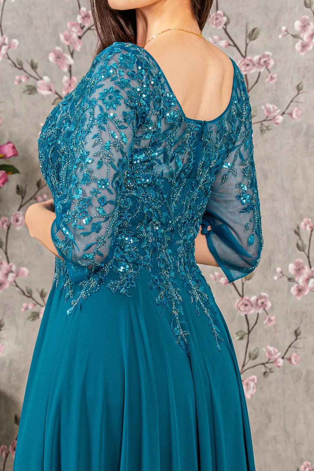 GLS BY GLORIA GL3447 Embroidered Bateau Neck Prom Gown sold by The Gown Galleria product image thumbnail 4