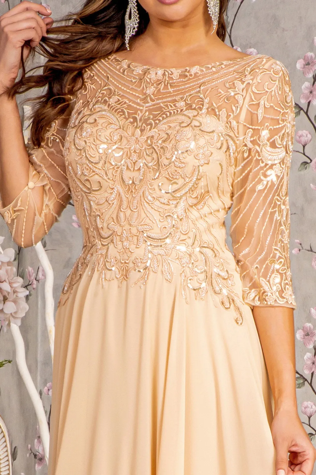 GLS BY GLORIA GL3446 Sequin Embroidery Formal Dress sold by The Gown Galleria product image thumbnail 3