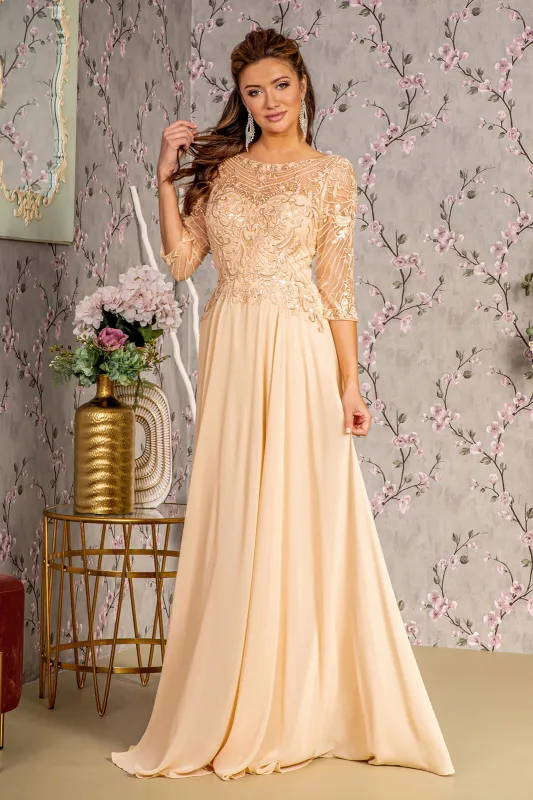 GLS BY GLORIA GL3446 Sequin Embroidery Formal Dress sold by The Gown Galleria