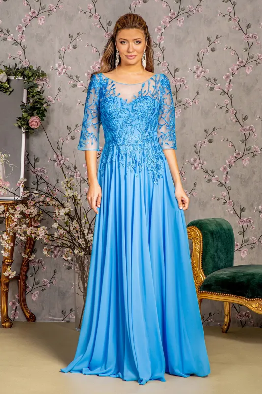 GLS BY GLORIA GL3445 Illusion Bateau A-Line Evening Dress sold by The Gown Galleria