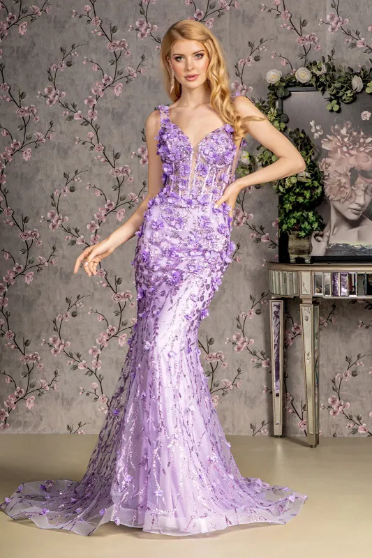 GLS BY GLORIA GL3410 Applique Corset Bodice Prom Gown sold by The Gown Galleria
