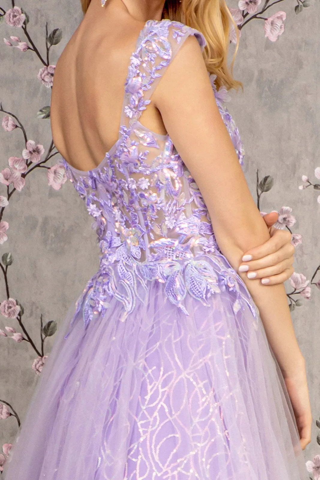 GLS BY GLORIA GL3398 V-Neck Corset Bodice Prom Gown sold by The Gown Galleria product image thumbnail 4