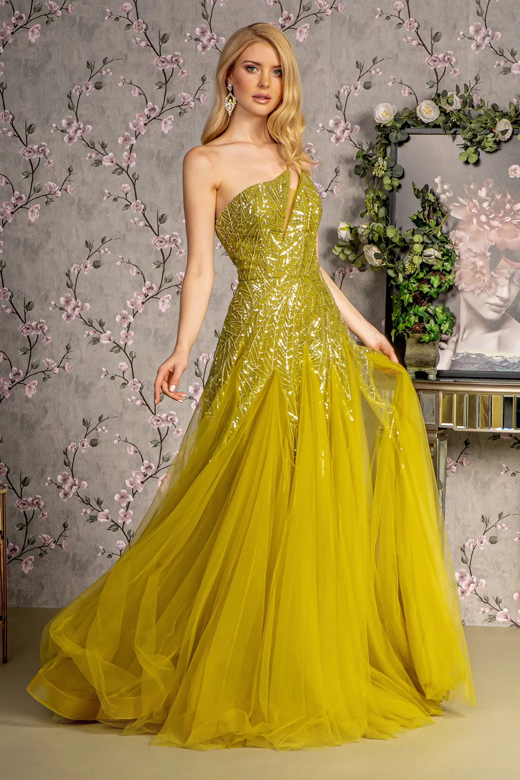 GLS BY GLORIA GL3281 Asymmetrical Sequin Embellished Prom Gown sold by The Gown Galleria product image thumbnail 3