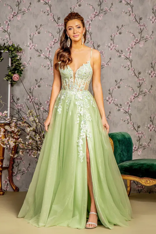GLS BY GLORIA GL3212 Applique Embellished A-Line Prom Gown sold by The Gown Galleria