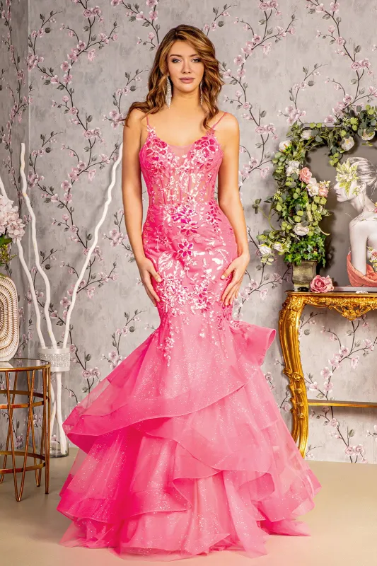 GLS BY GLORIA GL3205 Ruffled Trumpet Evening Dress sold by The Gown Galleria