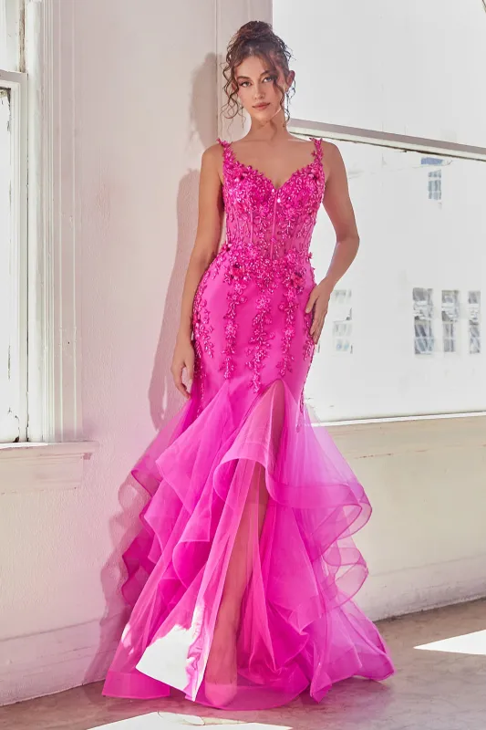 CINDERELLA DIVINE CD331 Sleeveless Ruffled Mermaid Gown sold by The Gown Galleria