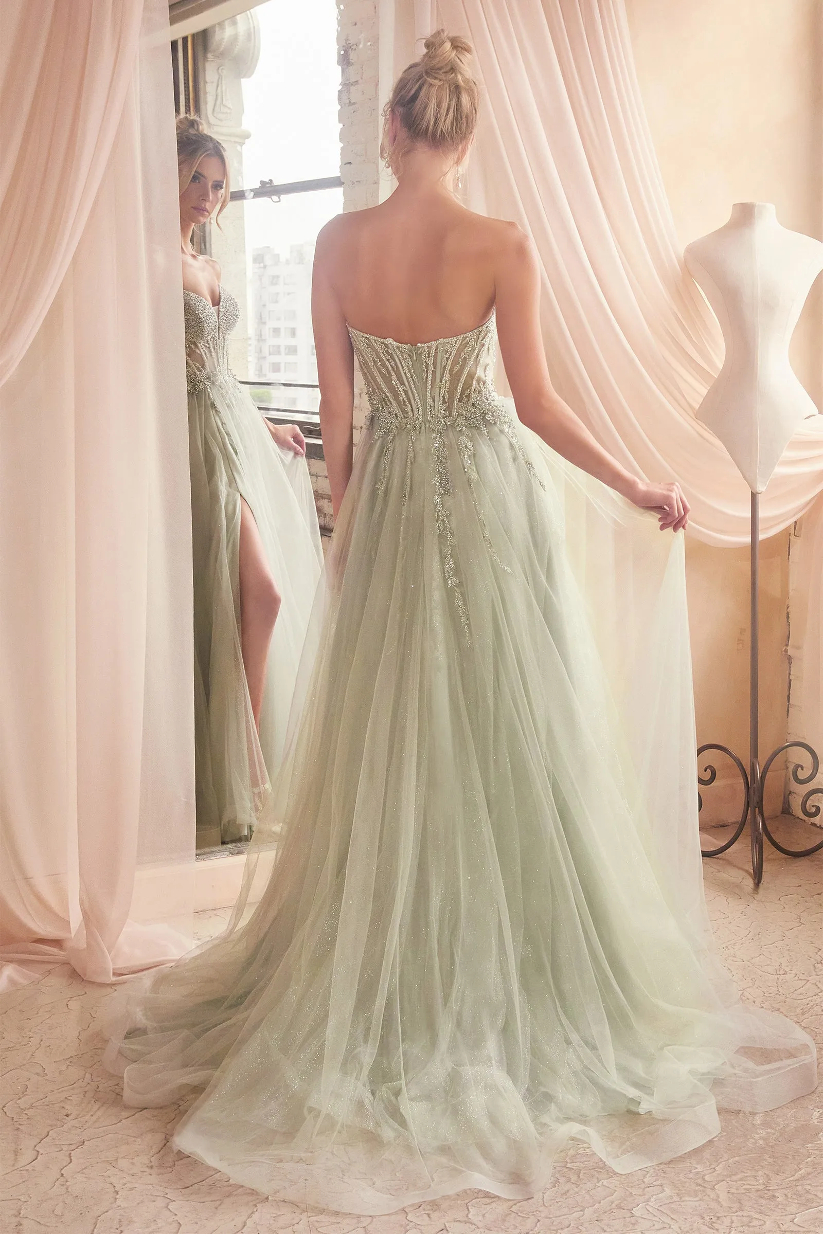 CINDERELLA DIVINE CD0230 Strapless Beaded Tulle Gown sold by The Gown Galleria product image thumbnail 2