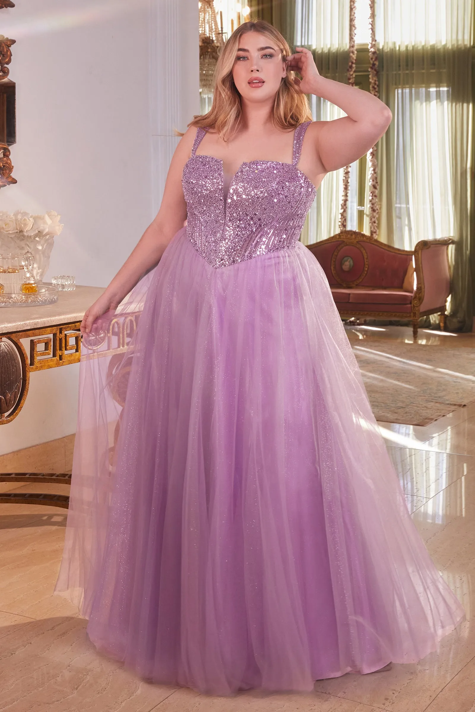 CINDERELLA DIVINE CD0217C A-Line Whimsical Strapless Sequin Dress sold by The Gown Galleria product image thumbnail 5