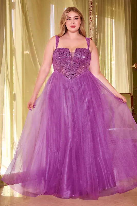CINDERELLA DIVINE CD0217C A-Line Whimsical Strapless Sequin Dress sold by The Gown Galleria