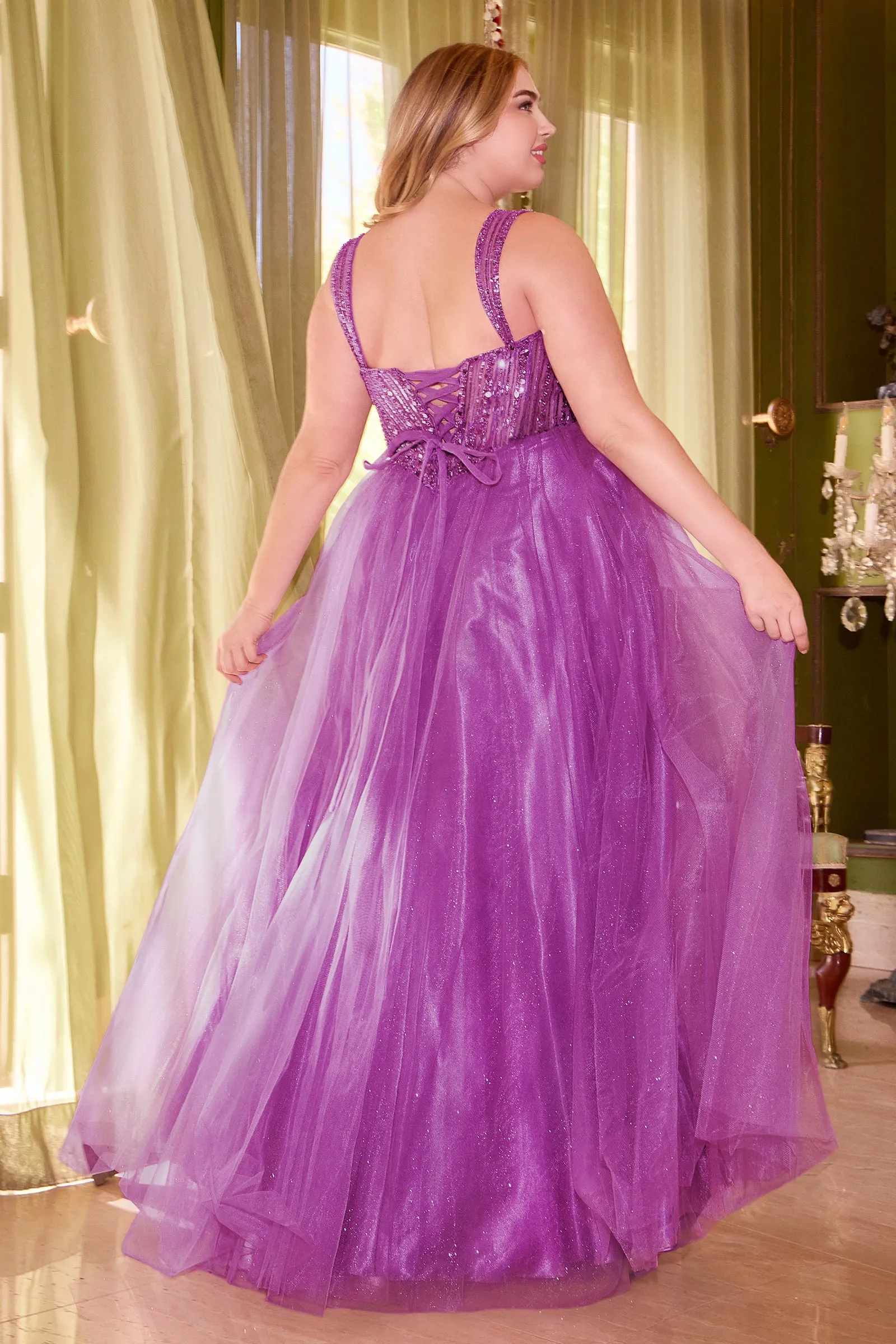 CINDERELLA DIVINE CD0217C A-Line Whimsical Strapless Sequin Dress sold by The Gown Galleria product image thumbnail 2