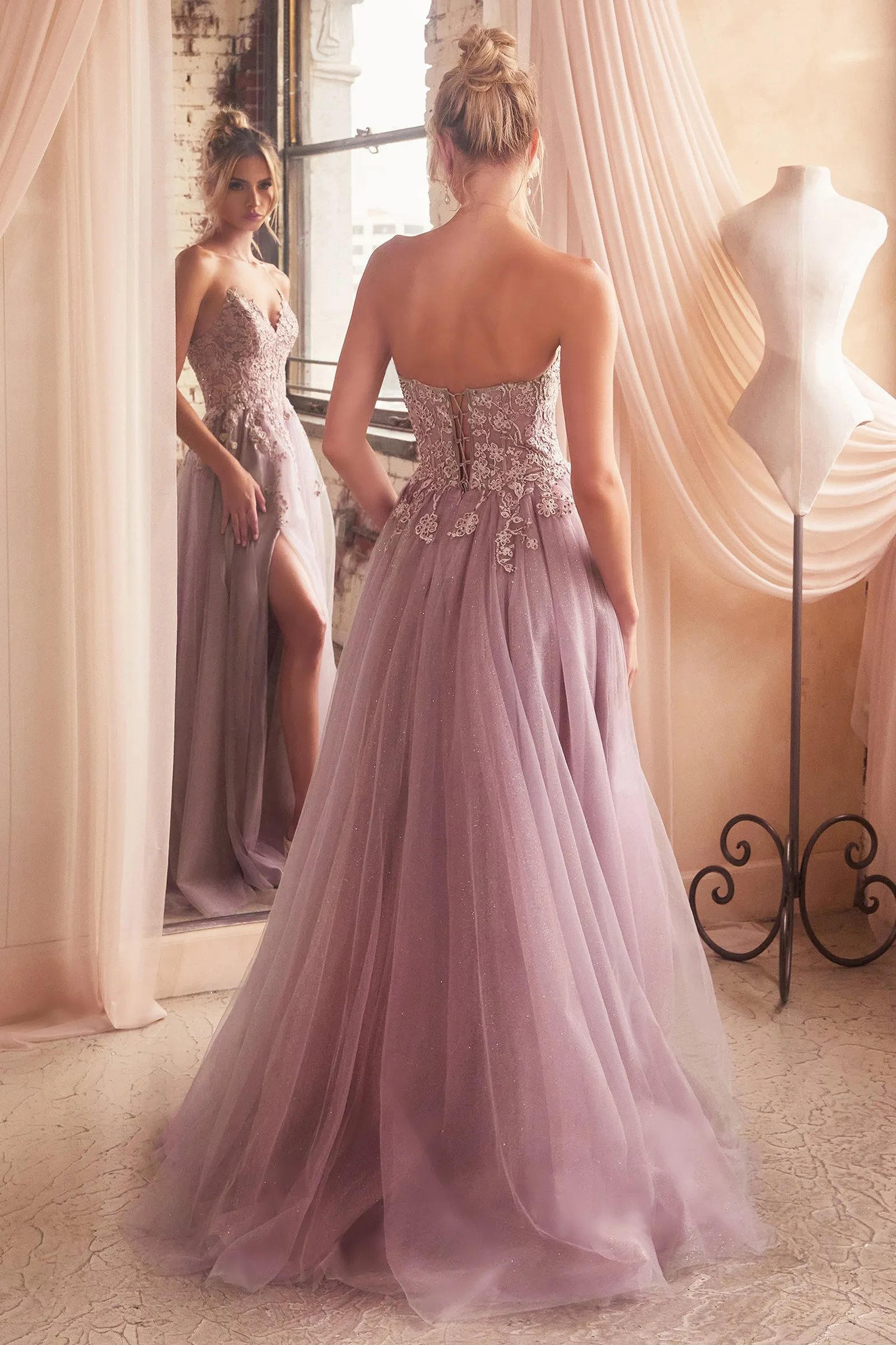 CINDERELLA DIVINE C148 A-Line Strapless Tulle Dress sold by The Gown Galleria product image thumbnail 2