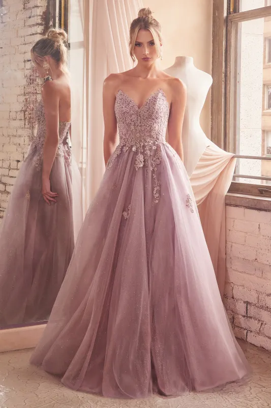 CINDERELLA DIVINE C148 A-Line Strapless Tulle Dress sold by The Gown Galleria