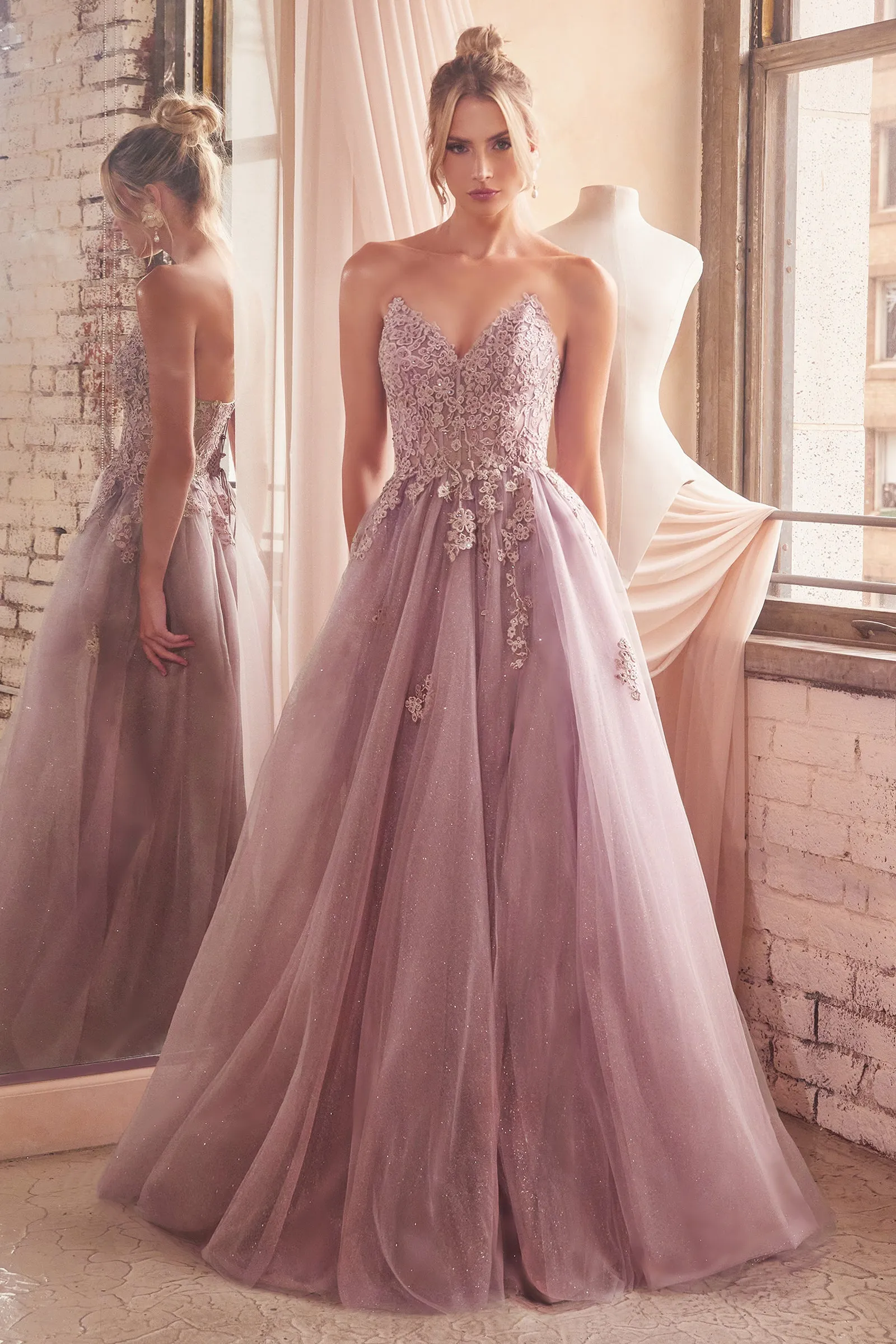 CINDERELLA DIVINE C148 A-Line Strapless Tulle Dress sold by The Gown Galleria
