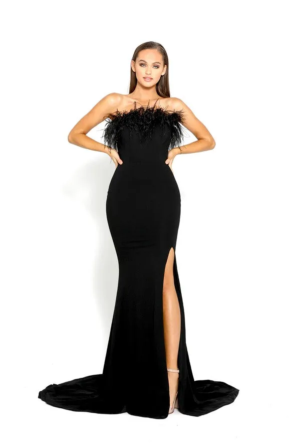 PORTIA & SCARLETT PS2026 Trimmed Feathers Dress with Slit sold by The Gown Galleria product image thumbnail 5
