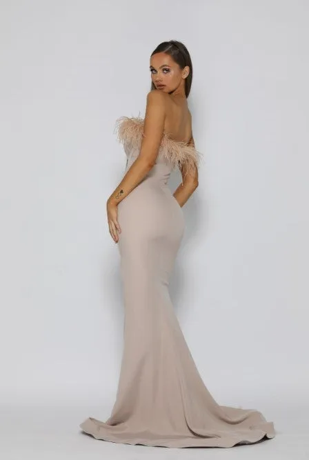 PORTIA & SCARLETT PS2026 Trimmed Feathers Dress with Slit sold by The Gown Galleria product image thumbnail 2