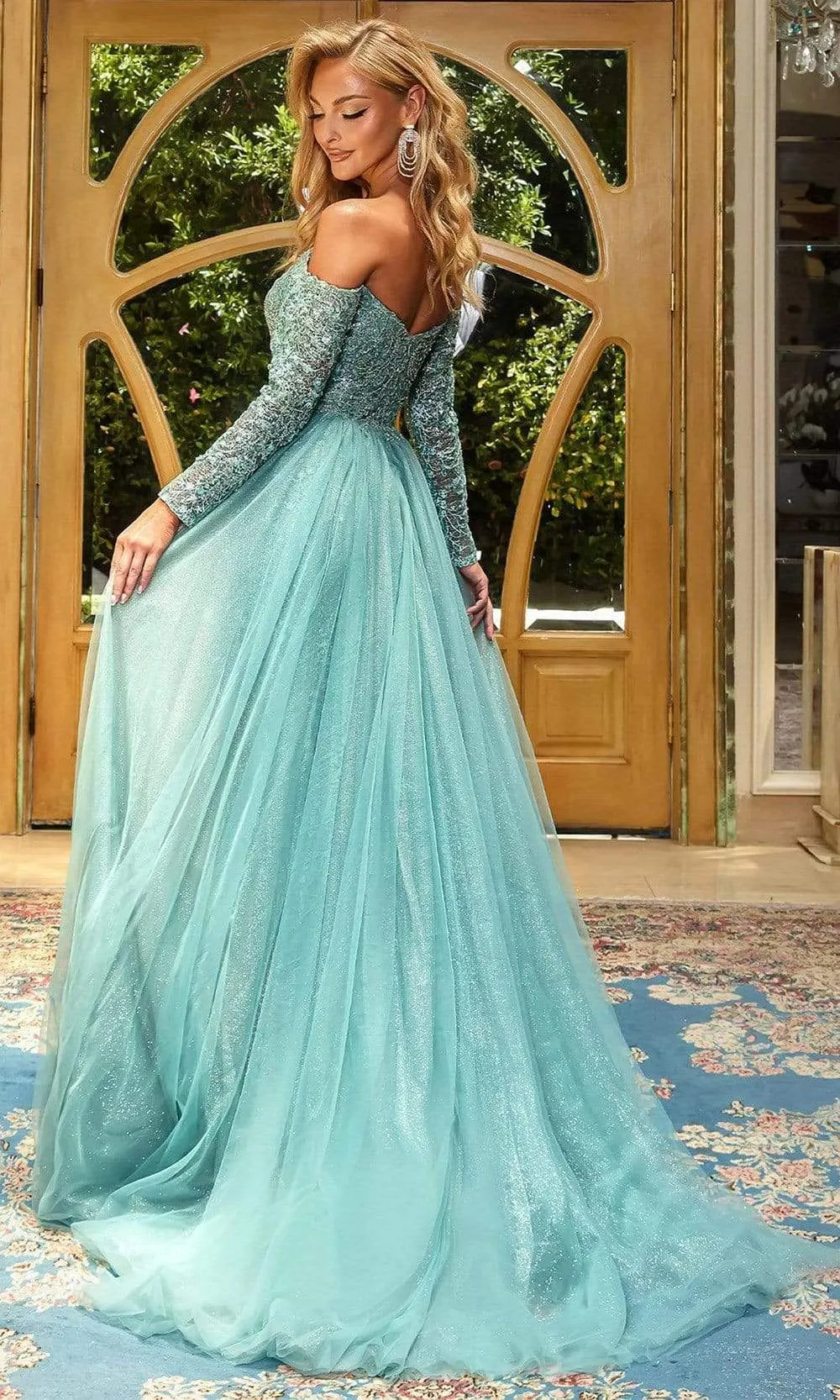PORTIA & SCARLETT PS22924 A-Line Off-Shoulder Gown with High-Slit sold by The Gown Galleria product image thumbnail 2