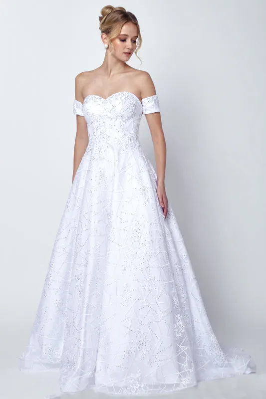 JULIET 692W Arm Bands with Embroidered Lace Ball Gown sold by The Gown Galleria
