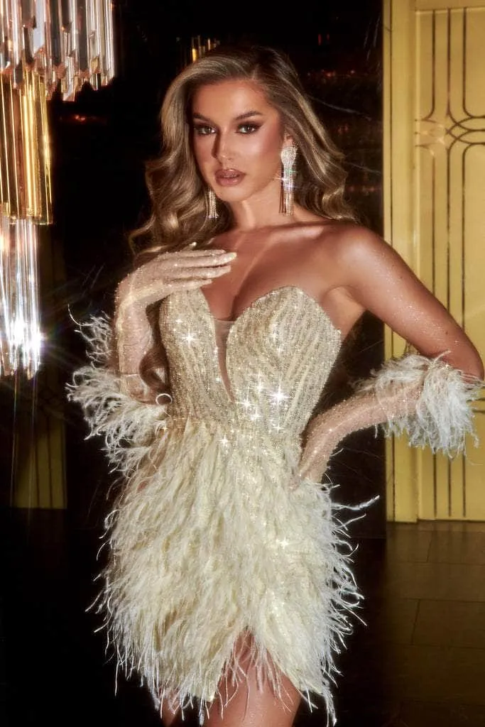 PORTIA & SCARLETT PS23912 Strapless Cocktail Dress with Feather Detail sold by The Gown Galleria product image thumbnail 3