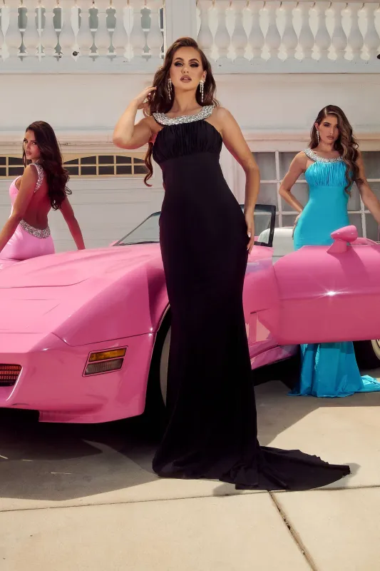 PORTIA & SCARLETT PS23522 Scoop Neck Evening Gown with Open Back sold by The Gown Galleria