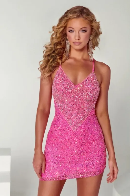 PORTIA & SCARLETT PS22484C Beaded Cocktail Dress with Overlaid sold by The Gown Galleria