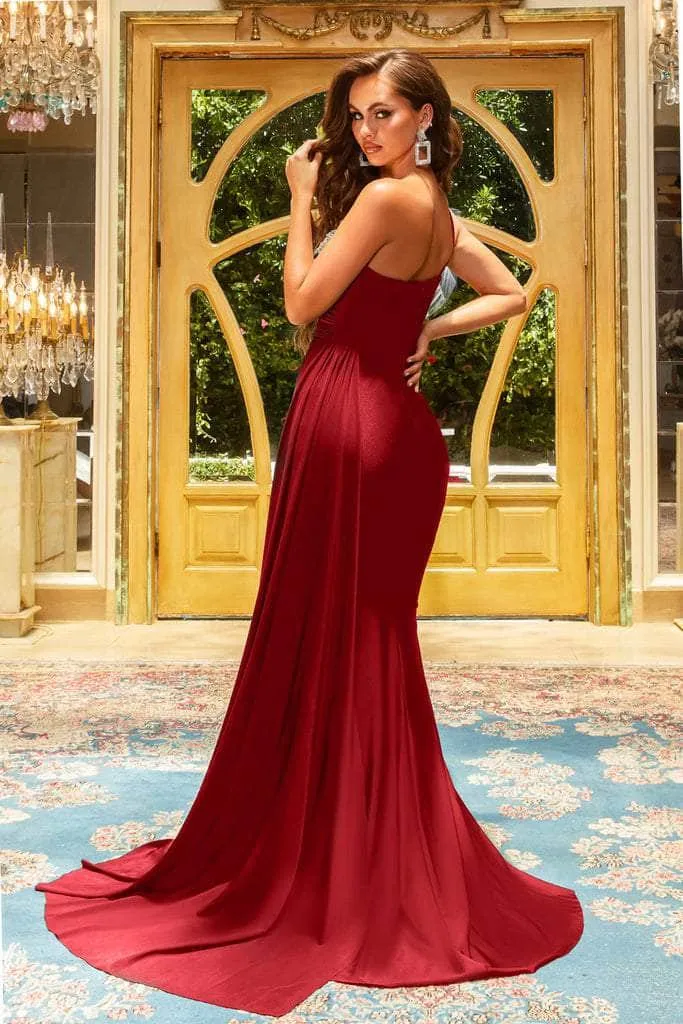 PORTIA & SCARLETT PS21219 One-Shoulder Ruched Trumpet Dress with Sweep Train sold by The Gown Galleria product image thumbnail 2