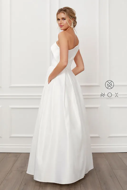 NOX ANABEL E469 One Shoulder A-Line Satin Evening Dress sold by The Gown Galleria product image thumbnail 5