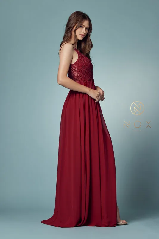 NOX ANABEL Y299 Beaded Lace Applique Bodice A-Line Gown sold by The Gown Galleria product image thumbnail 4