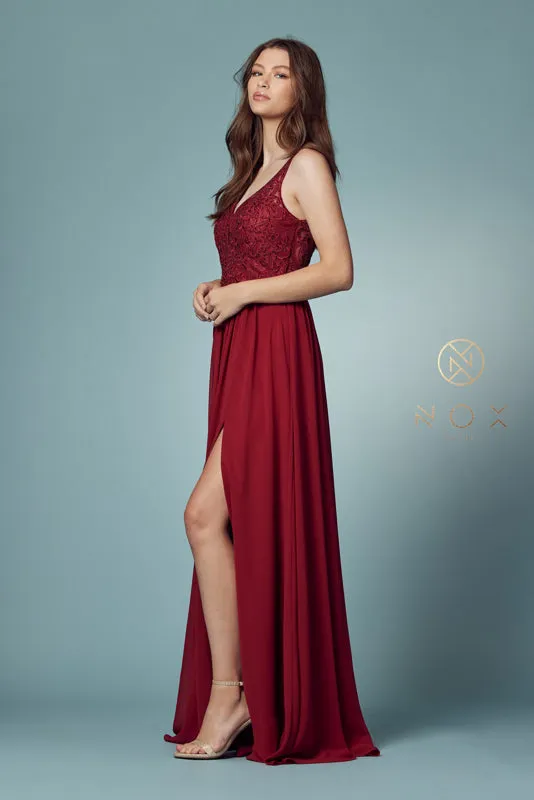 NOX ANABEL Y299 Beaded Lace Applique Bodice A-Line Gown sold by The Gown Galleria product image thumbnail 3