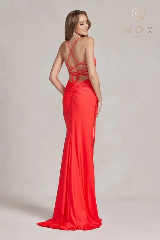 NOX ANABEL T1140 Sweetheart Ruched Slit Evening Gown sold by The Gown Galleria product image thumbnail 2
