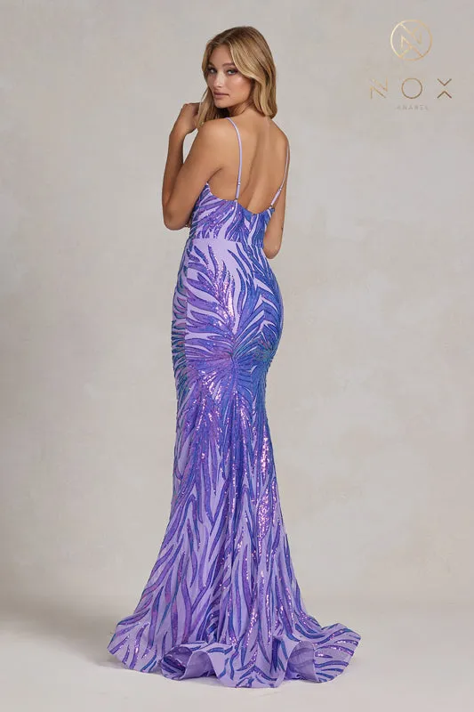 NOX ANABEL R1072 Leaf Print Sweetheart Trumpet Mermaid Gown sold by The Gown Galleria product image thumbnail 5