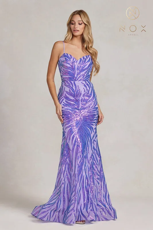 NOX ANABEL R1072 Leaf Print Sweetheart Trumpet Mermaid Gown sold by The Gown Galleria product image thumbnail 4