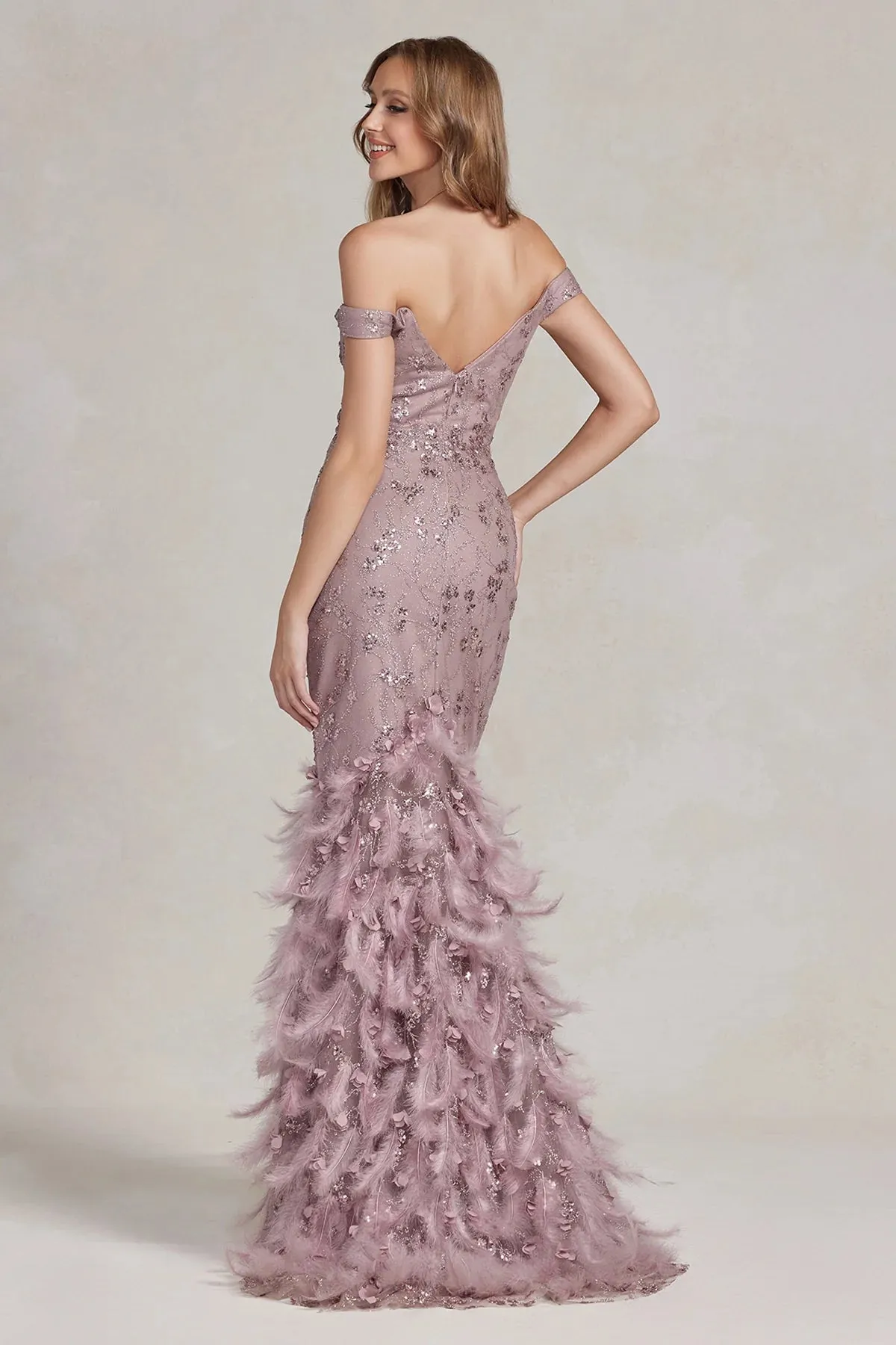 NOX ANABEL C1106 Off Shoulder Fitted Prom Gown sold by The Gown Galleria product image thumbnail 2