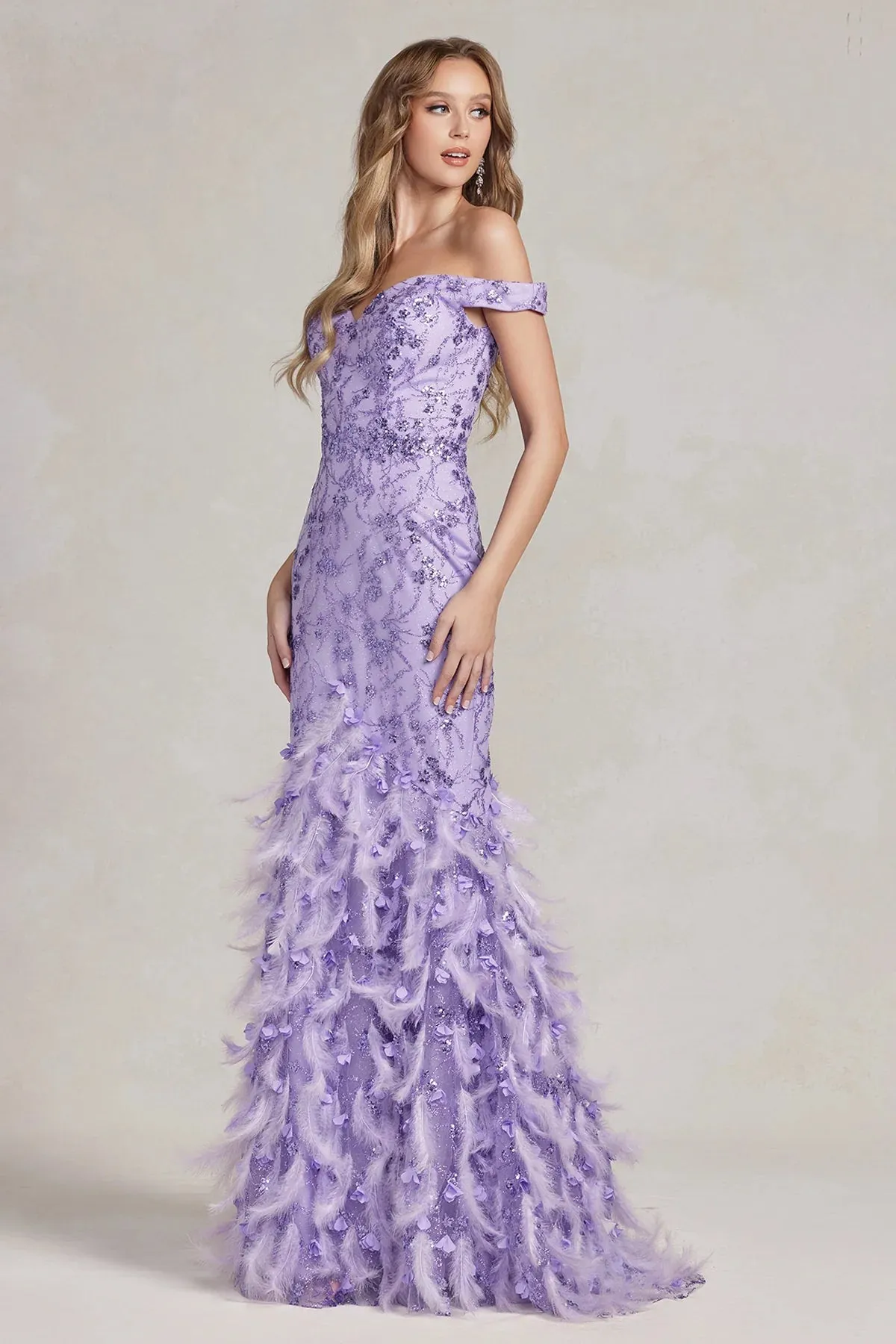 NOX ANABEL C1106 Off Shoulder Fitted Prom Gown sold by The Gown Galleria product image thumbnail 5