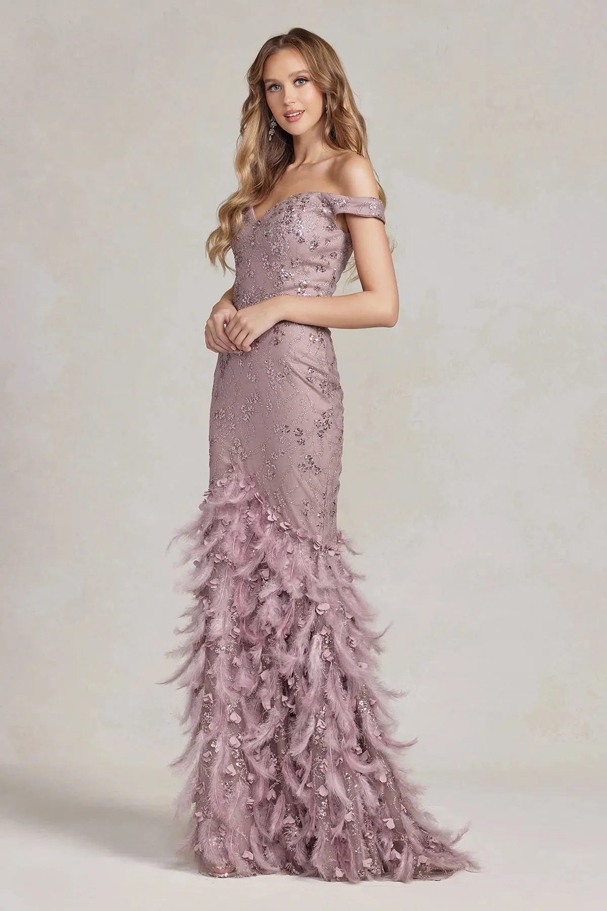 NOX ANABEL C1106 Off Shoulder Fitted Prom Gown sold by The Gown Galleria product image thumbnail 4